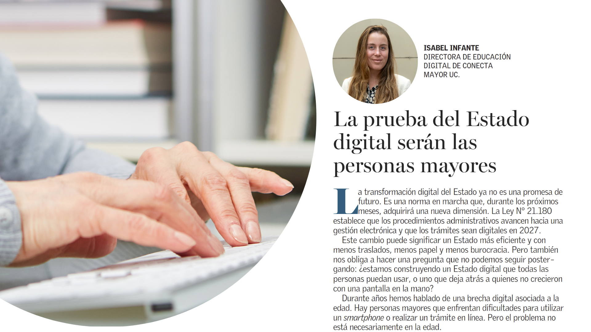 Columna Mundo Mayor Isabel Infante Educación digital estado tramites